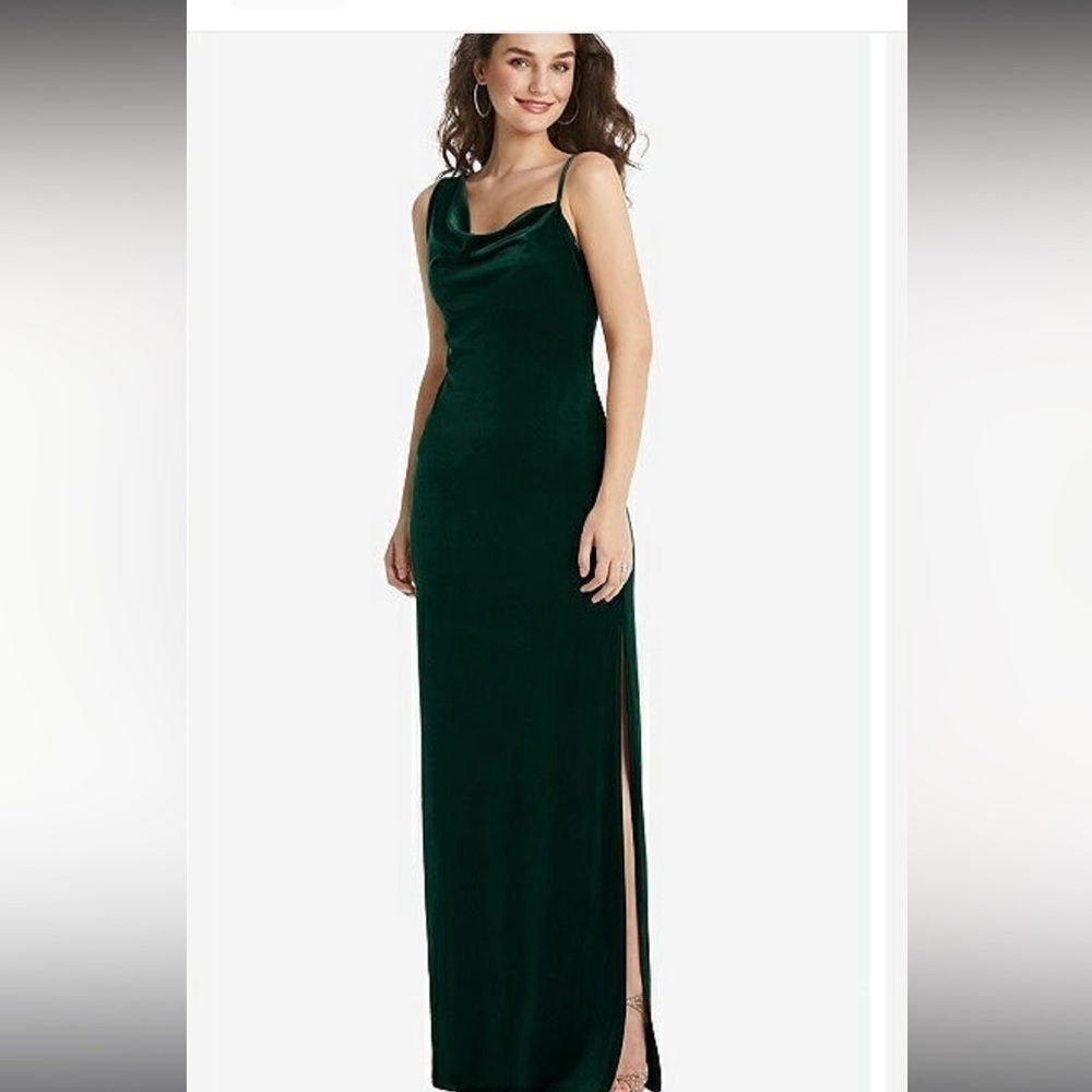 Social Bridesmaids Asymmetrical One-Shoulder Velvet Maxi Gown With Slit Large